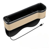 LED Car Seat Gap Organizer with Dual USB Charging & RGB Lights – Multifunctional Seat Crevice Storage Box