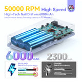 Professional 50000RPM Nail Drill – High-Speed Electric Nail File Kit with USB Charging