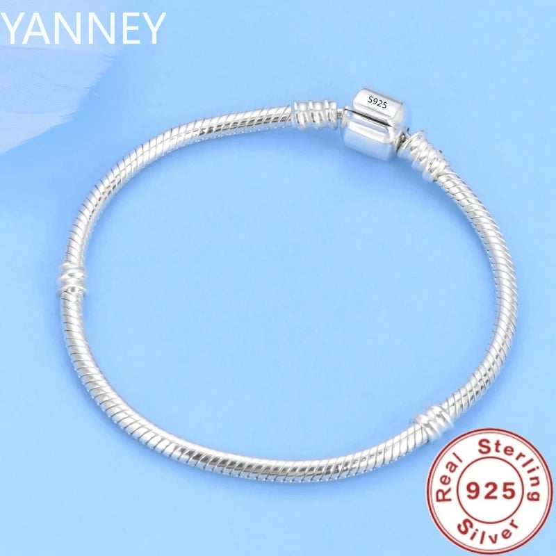 925 Sterling Silver Snake Chain Bracelet – Elegant Charm Bracelet for Women