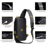Men’s Anti-Theft USB Charging Sling Bag – Waterproof Oxford Chest Bag with Password Lock