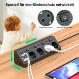 Corner Power Strip with USB Ports and 2m Extension Cable