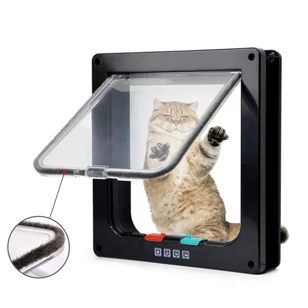 Weatherproof Cat Door with 4-Way Locking – Fits Interior Doors, Cabinets & Garages
