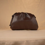 Women's PU Leather Dumpling Shoulder Bag – Elegant Ruched Crossbody & Clutch Handbag