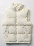 Winter Korean Men's Vests Stand Collar Zip Pockets Silk-Like Cotton Padded Sleeveless Waistcoat Jacket Thick Thermal Gilet Coats