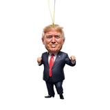Trump Christmas Ornament - Funny 2D Acrylic Hanging Decor for Tree & Car