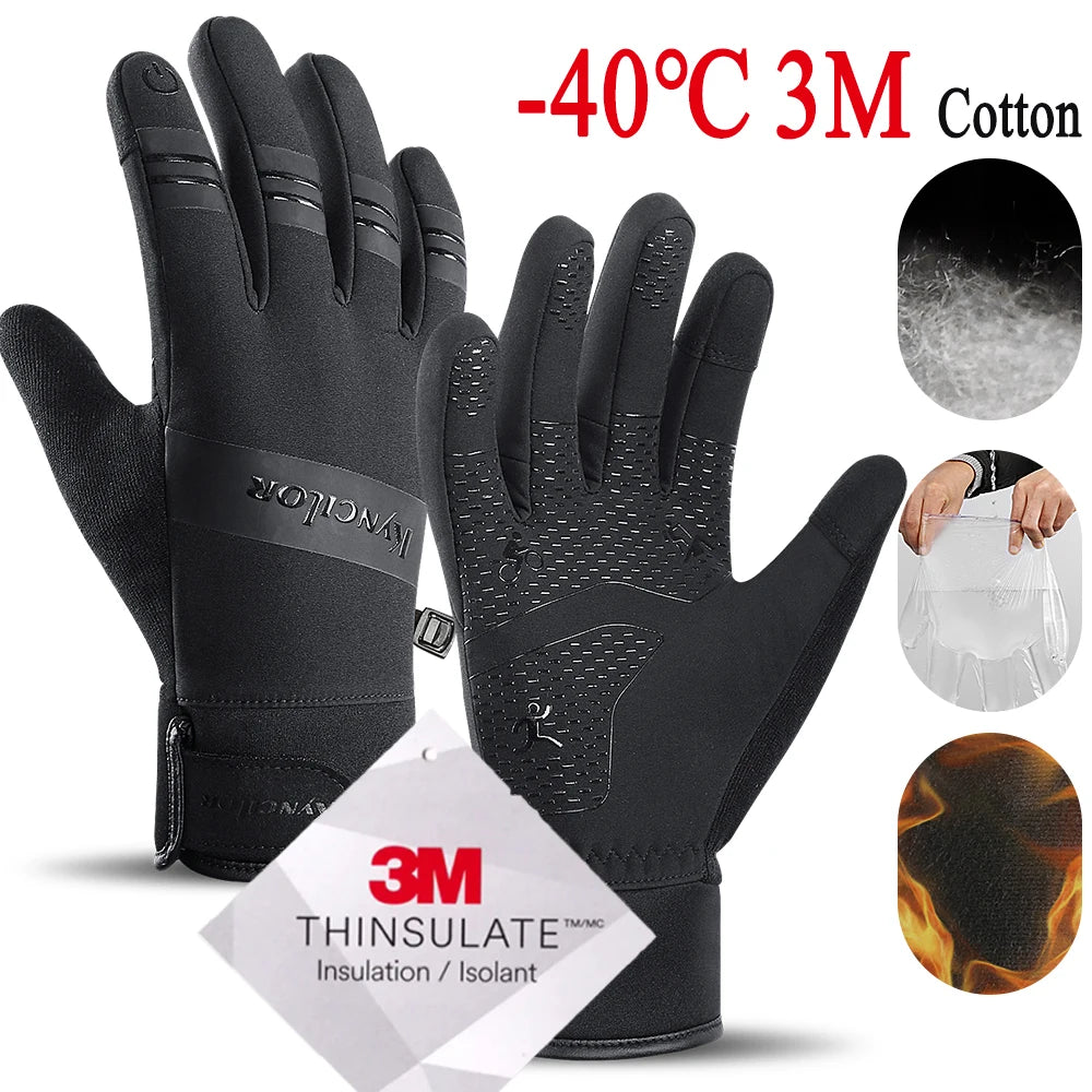 Winter Cycling Gloves - Windproof, Waterproof & Touchscreen Compatible for Outdoor Sports