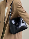 Vintage PU Leather Shoulder Bag – Large Capacity Tote for Women