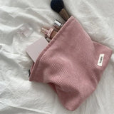 Bolsa de maquillaje de viaje de pana: organizador de cosméticos elegante y espacioso