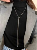 Elegant Long Tassel Necklace – Titanium Steel Pendant for Women