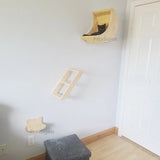 Wall-Mounted Cat Shelf with Hammock – Wooden Climbing Perch and Scratching Post for Indoor Cats