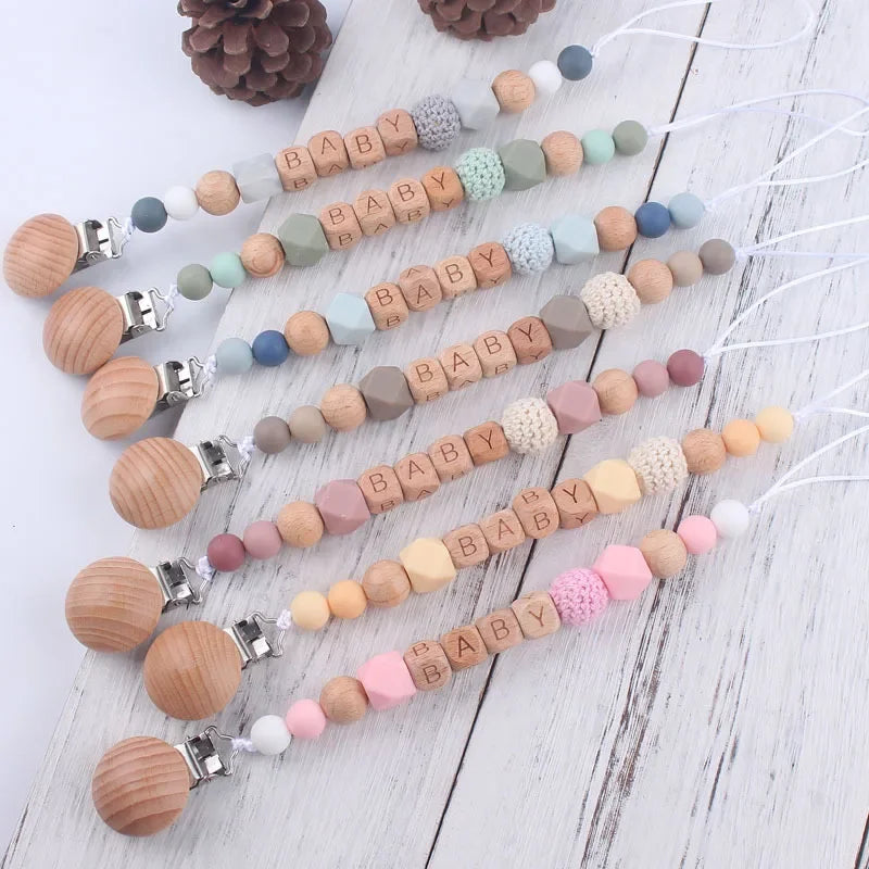 Nuevos clips para chupetes de bebé, mordedores con nombre personalizados, juguetes para chupete, soporte para chupetes, cadena con clip, accesorios para bebés, regalos para recién nacidos personalizados