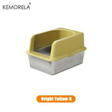 XL Stainless Steel Cat Litter Box with Lid – High Sides, Odor-Resistant, for Large & Small Cats
