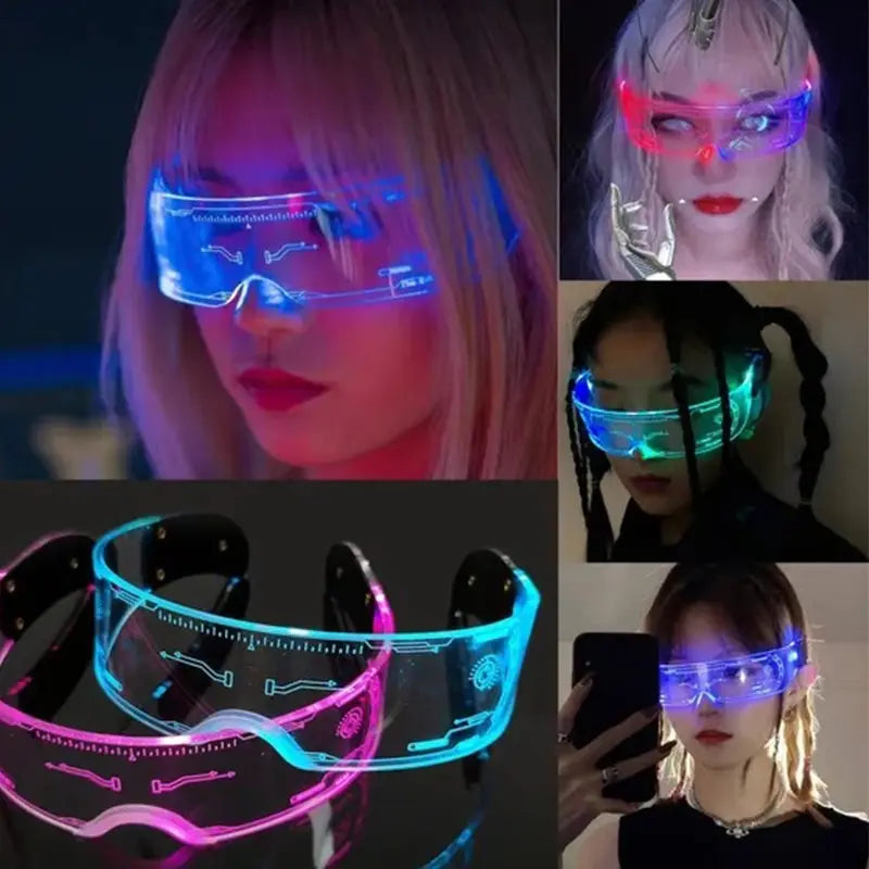 LED Light-Up Party Sunglasses – UV400 Retro Glow Glasses for Festivals, Raves & Nightlife