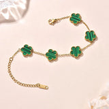 Trendy Stainless Steel Plant Charm Bracelet for Women