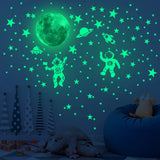 Glow-in-the-Dark Astronaut Wall Stickers – Luminous Moon & Star Decals for Kids' Room & Home Decor