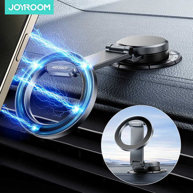 Joyroom - Soporte magnético para coche, totalmente metálico, con el imán más fuerte, plegable, para salpicadero de coche, soporte para teléfono Tesla para iPhone 15 y 14
