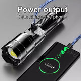 Ultra-Bright Rechargeable LED Flashlight with Zoom & Power Bank Function – Long-Range Waterproof Torch for Camping & Emergencies