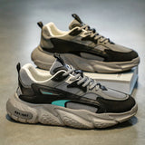 Men's Thick Sole Mesh Sneakers with Breathable Lace-Up Design