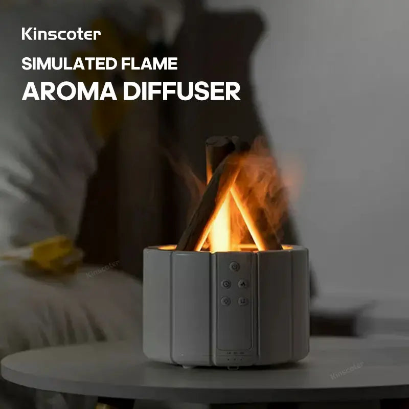 Difusor de aroma ultrasónico para fogatas y humidificador de aire, 280 ml, control remoto, efecto de llama