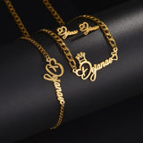 Custom Name Jewelry Set - Personalized Stainless Steel Necklace, Bracelet & Earrings