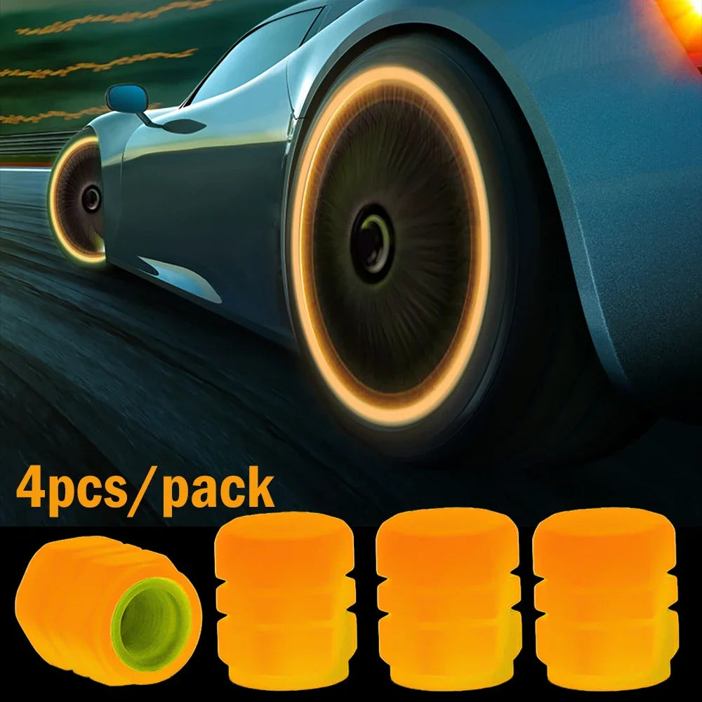Glow-in-the-Dark Valve Caps – Fluorescent Tire Caps for Cars, Motorcycles & Bicycles