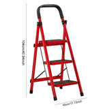 3-Step Folding Ladder with Handrail - 300 lb Capacity Steel Step Stool for Home Use