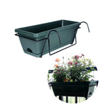 Hanging Balcony Railing Planter with Tray and Rack for Outdoor Gardening