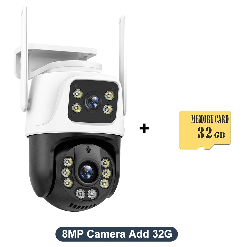 6K 12MP WiFi Outdoor Security Camera with 8X Zoom, Auto Tracking & Dual Screens