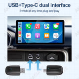 2-in-1 Wireless CarPlay & Android Auto Adapter – USB/Type-C Plug & Play