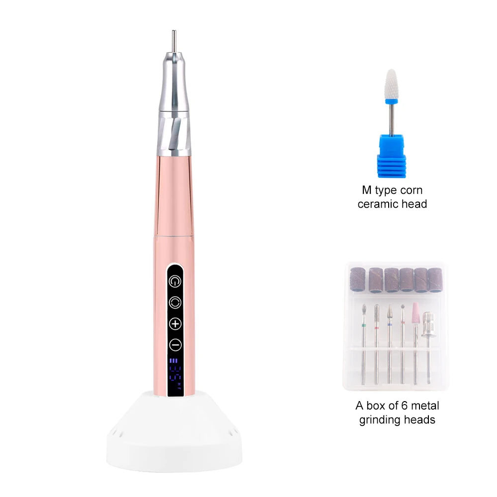 Cordless 35000RPM Rechargeable Electric Nail Drill with Brushless Motor