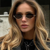 Gafas de sol poligonales pequeñas de moda para mujer: gafas de sol de marca de lujo con forma de ojo de gato