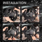 Funda para volante con brillantes diamantes de imitación, antideslizante, interior de franela, ajuste universal (37-38 cm)