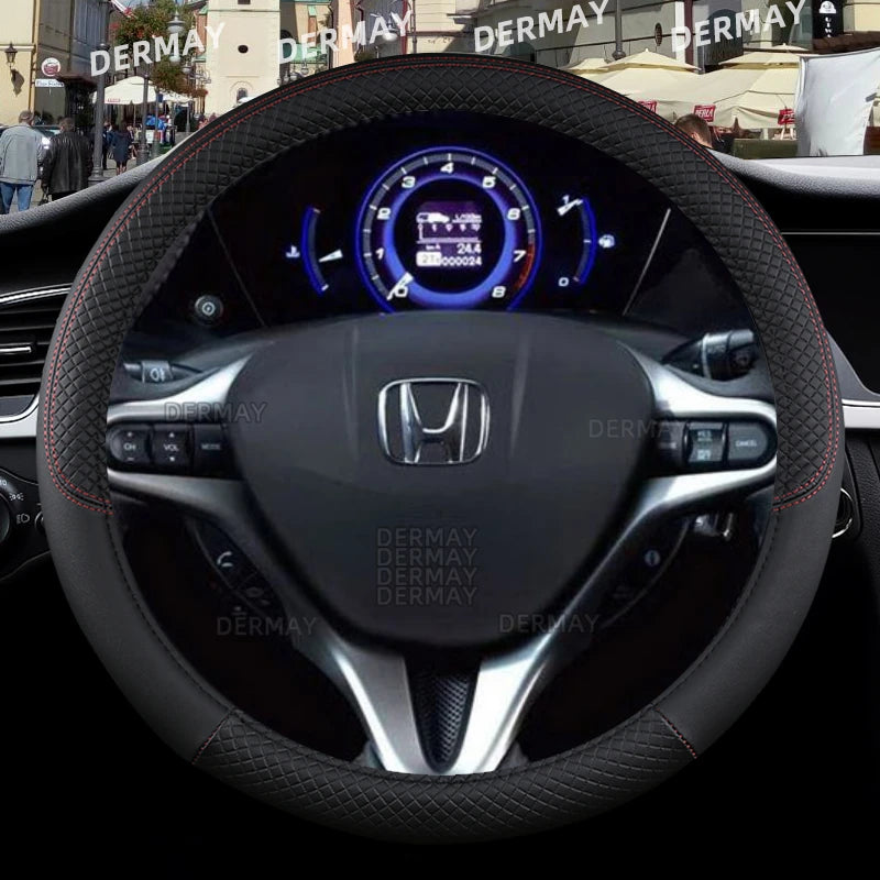 Custom Steering Wheel Cover for Honda Civic 2004-2015 - Premium PU Leather, Non-Slip, Protects Original Steering Wheel