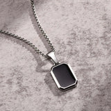 Stainless Steel Military Dog Tag Necklace for Men – Black & Silver with Box Chain