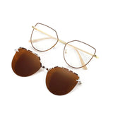 Cat Eye Flip on Sunglasses Women Anti Blue Light Glasses Frames Polarized Magnetic Clip Ladies Fashion Computer Eyeglasses 7002