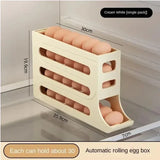 Caja de almacenamiento de huevos con ruedas automáticas - Organizador de huevos para refrigerador de 4 capas con gran capacidad | Dispensador de huevos eficiente para almacenamiento en la cocina 