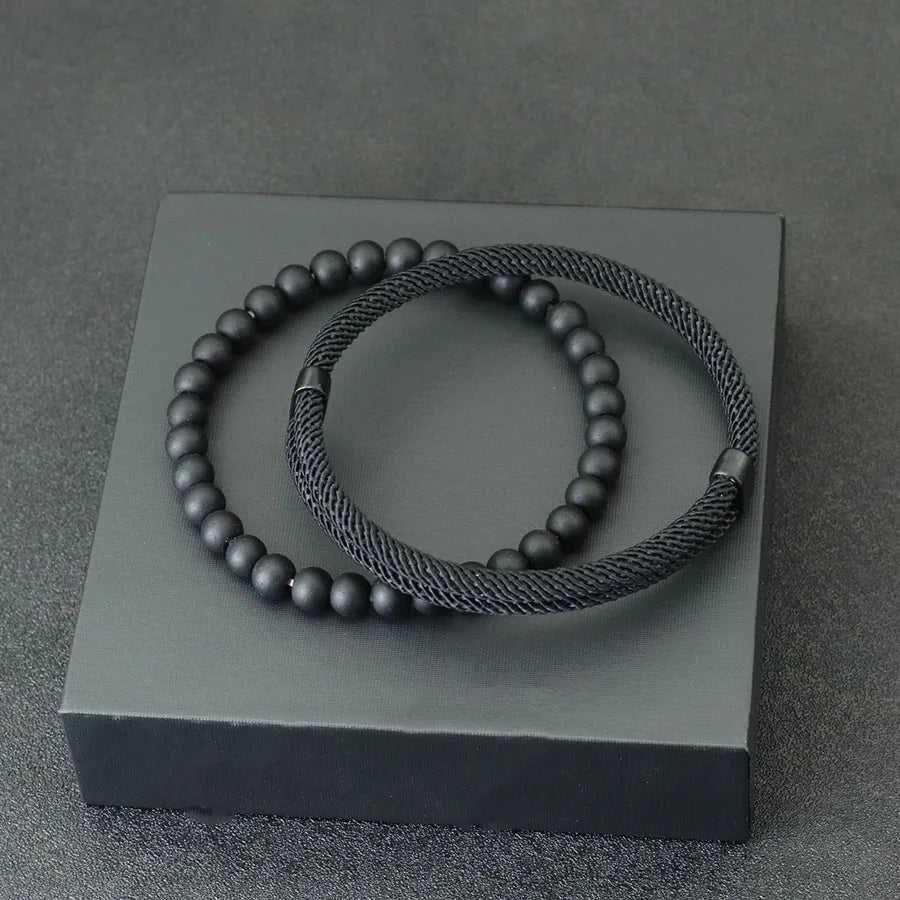 Pulsera de cuerda náutica para hombre: elegante pulsera con dije de barco de aleación de zinc