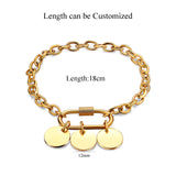 Personalized Stainless Steel Link Bracelet - Custom Name & Date Engraved Jewelry for Women