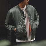 Men’s Casual Bomber Jacket – Thick Twill Flight Jacket with Zipper & Ribbed Cuffs for Spring and Autumn