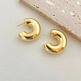 Gold-Plated Dome Drop Earrings – Vintage Statement Jewelry for Women