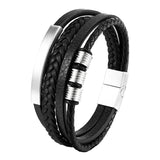 Men’s Leather Magnetic Clasp Bracelet – Trendy Rope Chain Charm Accessory
