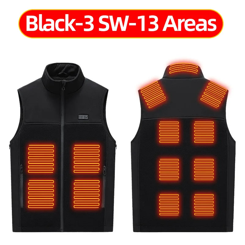 USB Rechargeable Heated Vest for Men & Women - Fleece-Lined Winter Heating Vest