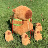 Capybara Family Plush Set - Mom & 4 Baby Stuffed Animals with Turtle Backpack