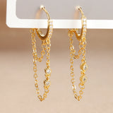 Trendy Stainless Steel Hoop Earrings with Cubic Zirconia for Women