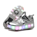 Unisex LED Light-Up Casual Shoes for Kids – Hook & Loop Sneakers with PU Upper and Non-Slip Rubber Sole