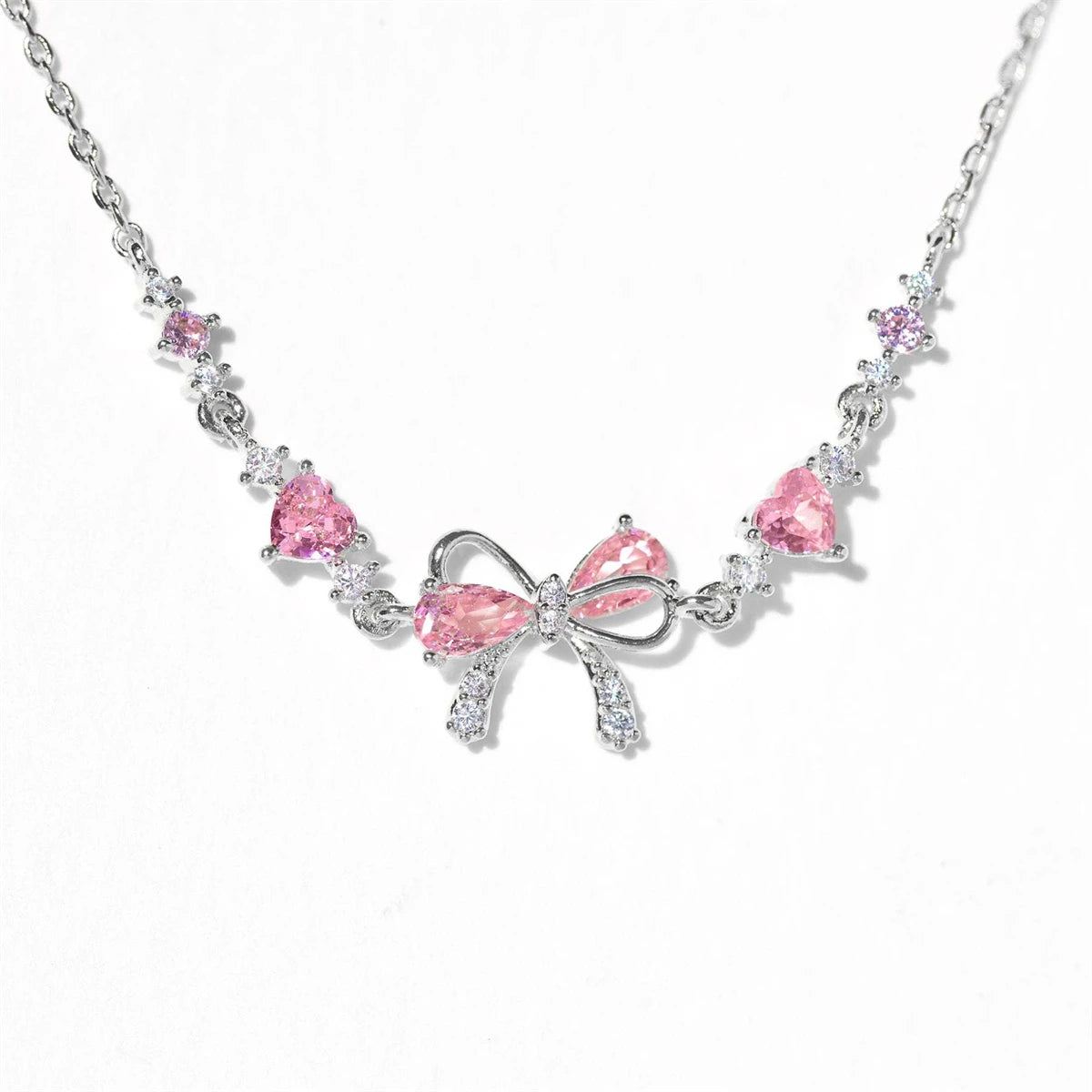 Bonita pulsera de cuentas con lazo para mujer con circonitas cúbicas: pulsera de cadena de moda con cierre de langosta