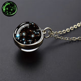 Vintage Glow-in-the-Dark Round Pendant Necklace – Unisex Metal Design