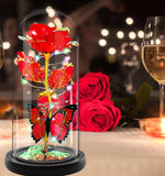 Eternal Rose in Glass Dome - Illuminated Galaxy Flower with Butterfly for Mothers Day