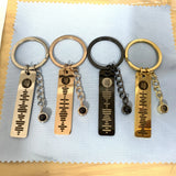 Custom Photo Projection Keychain with Spotify Code – Personalized Stainless Steel Key Ring with Engraved Name, Date, and Calendar