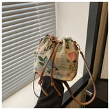 Fashionable Nylon Bucket Bag for Women – Soft Patchwork Design with Phone Pocket